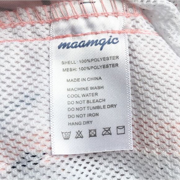 🔃Maamgic Anchor Print Men’s Pink Board Shorts Swim Trunks - Picture 4 of 6